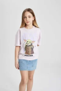 DeFacto Girl's Star Wars-Mandalorian Relax Fit Crew Neck Short Sleeve T-Shirt - Image 4