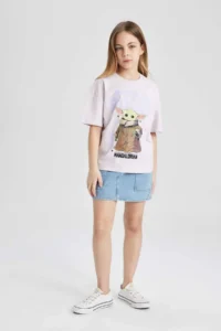 DeFacto Girl's Star Wars-Mandalorian Relax Fit Crew Neck Short Sleeve T-Shirt - Image 5