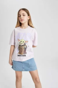DeFacto Girl's Star Wars-Mandalorian Relax Fit Crew Neck Short Sleeve T-Shirt - Image 6