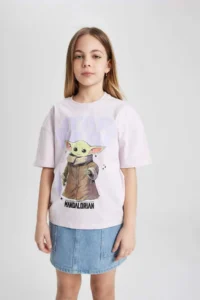 DeFacto Girl's Star Wars-Mandalorian Relax Fit Crew Neck Short Sleeve T-Shirt - Image 7