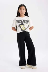 DeFacto SpongeBob Oversize Wide Fit Crew Neck Short Sleeve T-Shirt Girls - Image 3