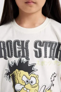 DeFacto SpongeBob Oversize Wide Fit Crew Neck Short Sleeve T-Shirt Girls - Image 5