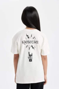 DeFacto SpongeBob Oversize Wide Fit Crew Neck Short Sleeve T-Shirt Girls - Image 6