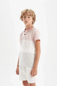 DeFacto Polo Neck Pique Short Sleeve T-Shirt Boy - Image 3
