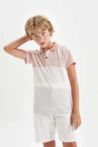 DeFacto Polo Neck Pique Short Sleeve T-Shirt Boy - Image 4
