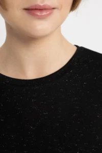 DeFacto Relax Fit Crew Neck Lurex Fabric Short Sleeve Black T-Shirt C1662ax24sp - Image 4