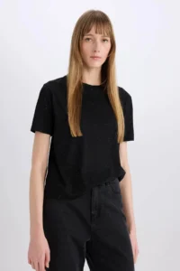 DeFacto Short Sleeve Black Women T-Shirt C1662AX/BK81 - Image 3