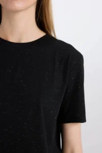 DeFacto Short Sleeve Black Women T-Shirt C1662AX/BK81 - Image 5