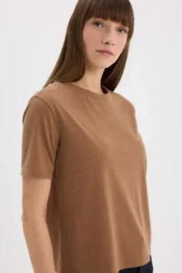 DeFacto Relax Fit Silvery Light Brown Women's T-Shirt C1662AX/BN299