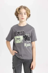 DeFacto Crew Neck Printed Short Sleeve T-Shirt Boy - Image 3