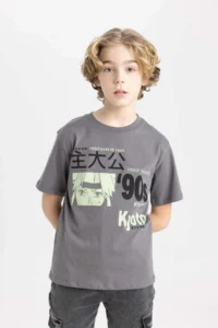 DeFacto Crew Neck Printed Short Sleeve T-Shirt Boy - Image 4