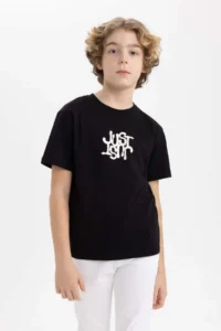 DeFacto Boy's Crew Neck Printed Short Sleeve T-Shirt