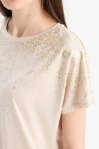 DeFacto Cream Women T-Shirt C2111AX/BG722 - Image 5