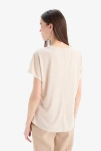 DeFacto Cream Women T-Shirt C2111AX/BG722 - Image 6