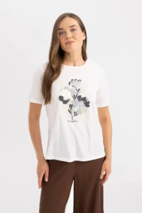 DeFacto Relax Fit Crew Neck Printed Short Sleeve T-Shirt - Image 3