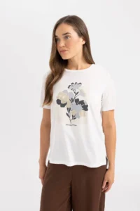 DeFacto Relax Fit Crew Neck Printed Short Sleeve T-Shirt - Image 4