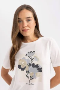 DeFacto Relax Fit Crew Neck Printed Short Sleeve T-Shirt - Image 5
