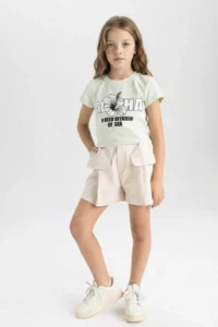 DeFacto Crew Neck Printed Short Sleeve T-Shirt Girl - Image 2