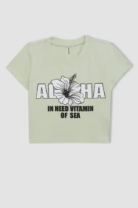 DeFacto Crew Neck Printed Short Sleeve T-Shirt Girl - Image 6