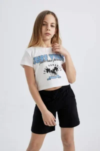DeFacto Girl's Crew Neck Printed Short Sleeve T-Shirt - Image 3