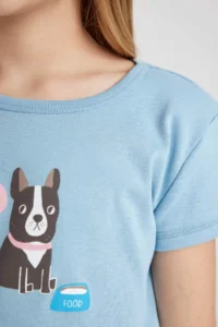 DeFacto Girl's Crew Neck Printed Ribbed Short Sleeve T-Shirt - Image 5