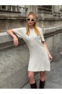 Cool & Sexy Women ribbed Mini Knit Dress