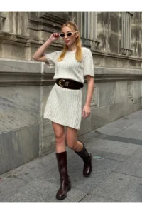 Cool & Sexy Women ribbed Mini Knit Dress - Image 6