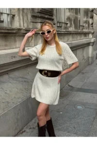 Cool & Sexy Women ribbed Mini Knit Dress - Image 8