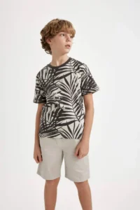 DeFacto Boy's Crew Neck Printed Short Sleeve T-Shirt