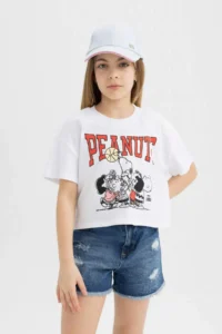 DeFacto Snoopy Crew Neck Short Sleeve T-Shirt Girls