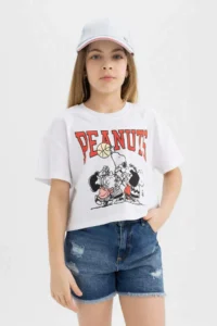 DeFacto Snoopy Crew Neck Short Sleeve T-Shirt Girls - Image 3