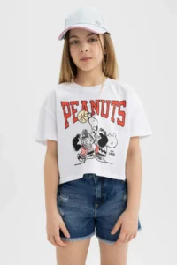 DeFacto Snoopy Crew Neck Short Sleeve T-Shirt Girls - Image 4
