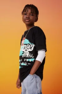 DeFacto Boy's Oversize Wide Fit Crew Neck Printed Short Sleeve T-Shirt