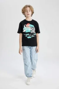 DeFacto Boy's Oversize Wide Fit Crew Neck Printed Short Sleeve T-Shirt - Image 5