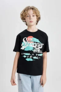 DeFacto Boy's Oversize Wide Fit Crew Neck Printed Short Sleeve T-Shirt - Image 6