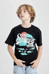 DeFacto Boy's Oversize Wide Fit Crew Neck Printed Short Sleeve T-Shirt - Image 7