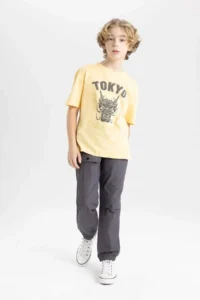 DeFacto Boy's Oversize Wide Fit Crew Neck Printed Short Sleeve T-Shirt - Image 2