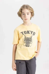 DeFacto Boy's Oversize Wide Fit Crew Neck Printed Short Sleeve T-Shirt - Image 3