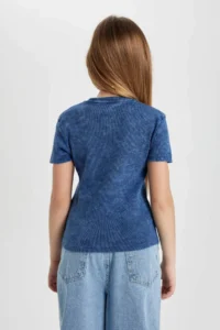 DeFacto Slim Fit Narrow Cut Crew Neck Ribbed Camisole Short Sleeve T-Shirt Girl Child - Image 7