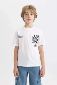 DeFacto Boy's Crew Neck Printed Short Sleeve T-Shirt