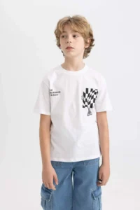 DeFacto Boy's Crew Neck Printed Short Sleeve T-Shirt - Image 4
