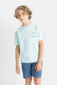 DeFacto Crew Neck Printed Short Sleeve T-Shirt Boy - Image 3