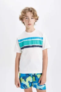 DeFacto Boy's Crew Neck Printed Short Sleeve T-Shirt