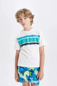 DeFacto Boy's Crew Neck Printed Short Sleeve T-Shirt - Image 4