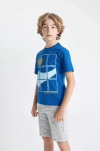 DeFacto Boy's Crew Neck Printed Short Sleeve T-Shirt