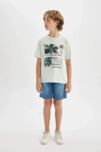 DeFacto Boy's Crew Neck Printed Short Sleeve T-Shirt - Image 2
