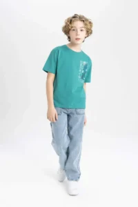 DeFacto Crew Neck Printed Short Sleeve T-Shirt Boy - Image 2