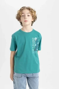 DeFacto Crew Neck Printed Short Sleeve T-Shirt Boy - Image 4