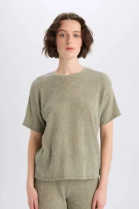 DeFacto Relax Fit Crew Neck Wrapped Short Sleeve T-Shirt - Image 5