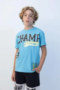 DeFacto Oversize Wide Fit Crew Neck Printed Short Sleeve T-Shirt Boy